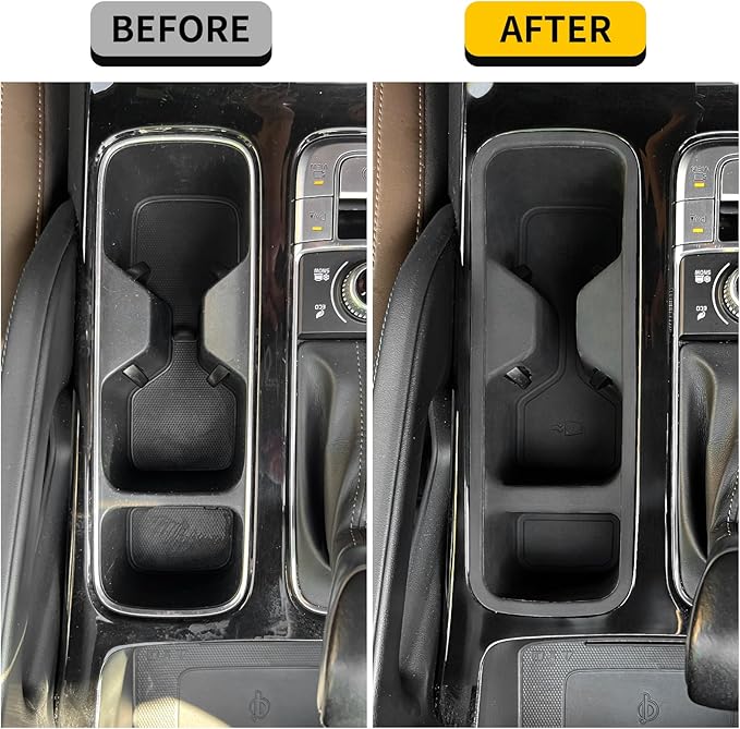 Maxzina Cup Holder Compatible with 2020-2025 Kia Telluride Cup Holder Silicone Insert Center Console Cup Holder Silicone Black Bottle Holder Interior Decoration for 2024 Telluride Accessories
