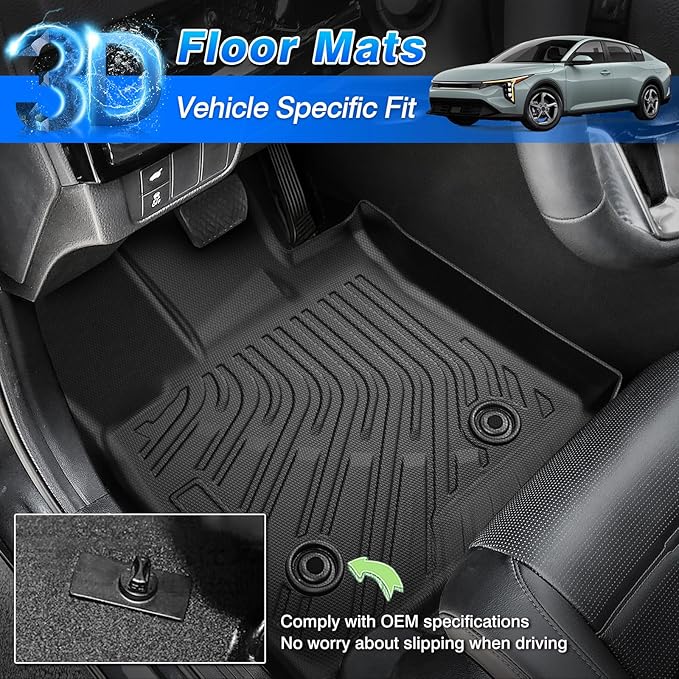 K4 Floor Mats - Car Mats for Kia K4 5 Seats 2025, All Weather Floor Mats and Cargo Liner for K4 Accessories, Heavy Duty Rubber Mats, Car Accessories