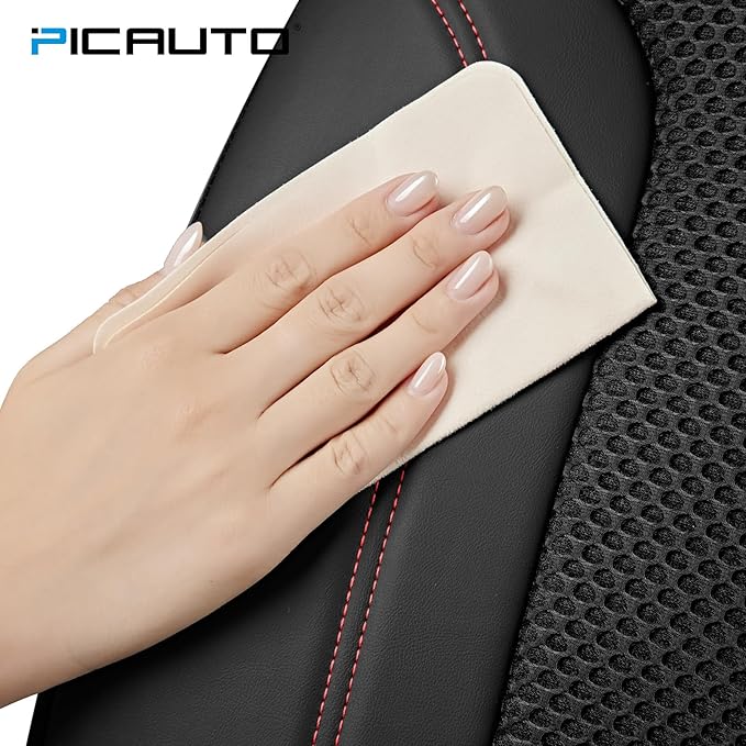 PIC AUTO Car Seat Cover, Super Breathable Mesh Front Seat Cover for Cars, Red Leather Seat Covers, Universal Fit, Durable, Airbag Compatible, Suitable for SUVs, Trucks, Sedans, and Vehicles