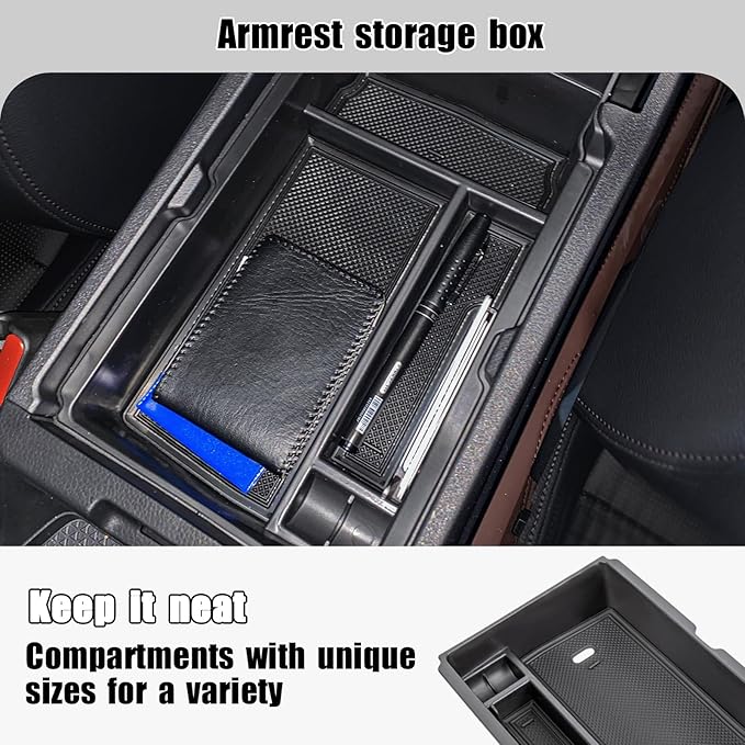 Neepiar 2PCS Center Console Organizer Tray and Armrest Storage Box Compatible with 2026 2025 2024 2023 Honda CRV Accessories Insert Secondary Storage Box with ABS Material