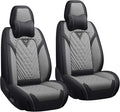 LPDK Fit for Kia Sportage Car Seat Covers Front Set 2pcs with Waterproof Leather,Lumbar Muscle Pain Healing Function,Airbag Compatible Automotive Breathable Seat Protectors(Grey Black with Pillow)