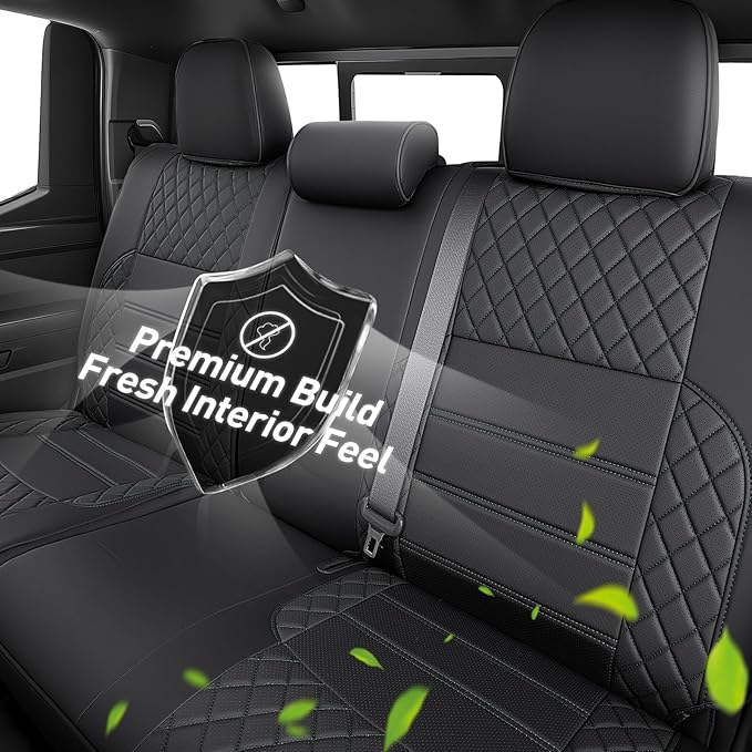 Super Cover® for Toyota Tacoma Seat Covers (Double Cab Only): 2024 2025 2026 (Gas Only) Full Leather Coverage for Tacoma 4th Pickup Truck Accessories, Full Set Waterproof Seat Protector, Black