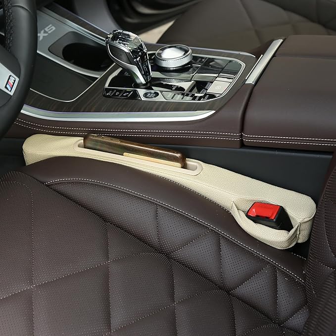 TATACLEA Car Accessories,Car Gap Plug,Car Seat Gap Prevent Small Items from Falling,2 Combinations of Main and Passenger Seats Universal.(Beige)