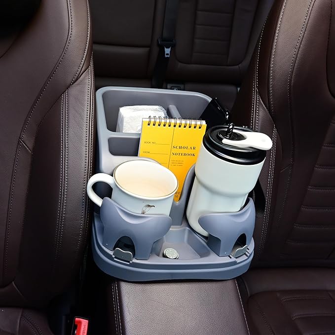 Keyiduid Center Console for Cars, Car Center Console Organizer, Console Cup Holder for Trucks, Floor Cup Holder for Truck, Minivans, Suvs, Vehicle Organizer (Gray)