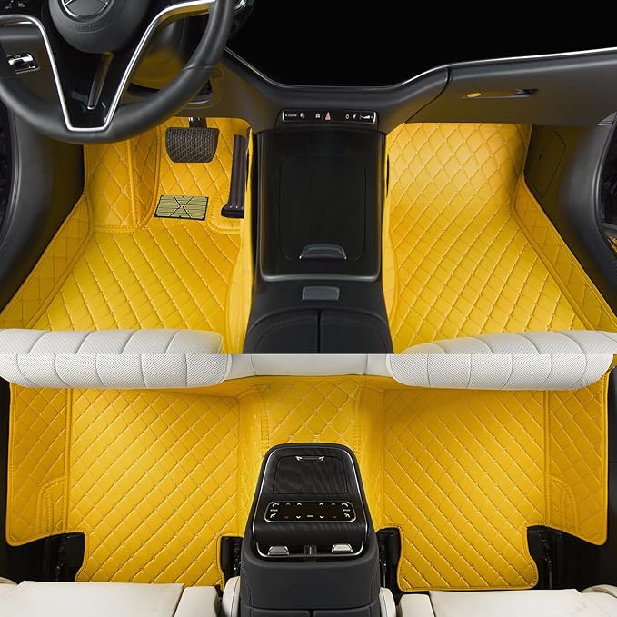Luxury car Floor mats are for 99% of Vehicle Models,All Weather car Floor mats Provide Comprehensive Protection for Vehicles,Floor mats for car Personalized Customization! (Yellow)