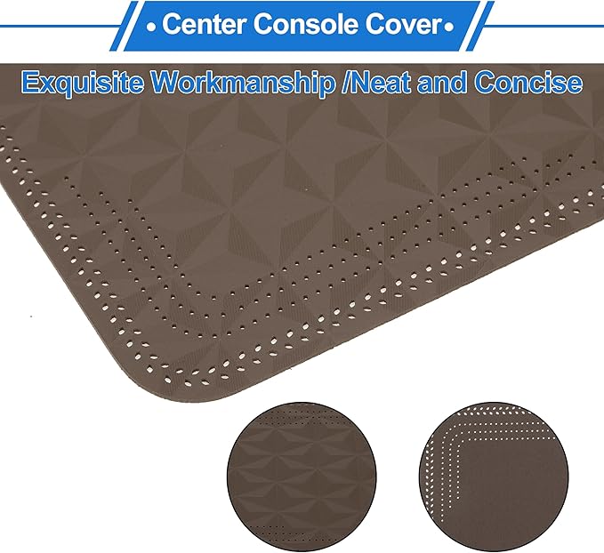 Car Center Console Cushion Pad 12.59"x7.87" Center Console Cover Armrest Seat Box Cover Faux Leather Coffee