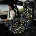 Qeluxign Auto Seat Covers with Car Center Console Cover, Colorful Moon Star Belt Cover PU Leather Breathable Full Set Bucket Seat Covers, Pack of 5, Universal Fit for Sedan,SUV