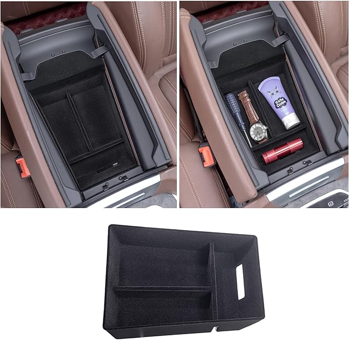 JKCOVER Center Console Wireless Charging Protective Mat and Flocking Material Center Console Organizer Tray Compatible with BMW X5 G05 X7 G07 (2019-2025) and BMW X6 G06 (2020-2025)
