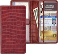 Registration and Insurance Card Holder, Red Vehicle Glove Box Car Organizer with Magnetic Closure for Documents, Cards, License Car Organization, 1 Pack