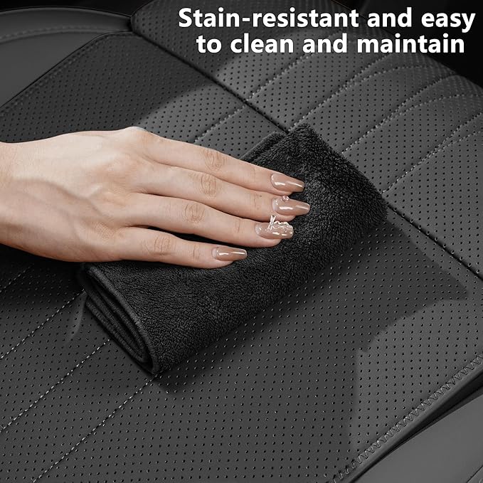 Car Seat Extender Leg Extender Support Cushion for Driver Seats Office Chair, Leather Auto Bottom Seat Protector Cover with Leg Extender, Car Seat Cushion Legs Rest Pads, Black