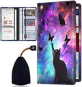 Car Registration Holder, PU Leather Vehicle Card Document Glove Box Organizer, Women Interior Auto Accessories Case for Cards, Driver License Car Insurance Holder, Cat Galaxy With Butterfly's