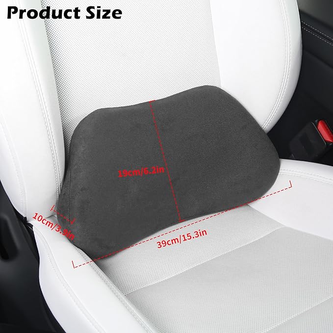 Lumbar Support Pillow for Car, Ergonomic Memory Foam Back Cushion for Driving, Seat Office Chair, Gaming Chair, Lower Back Support for Back Pain Relief, Black, 1 Pack
