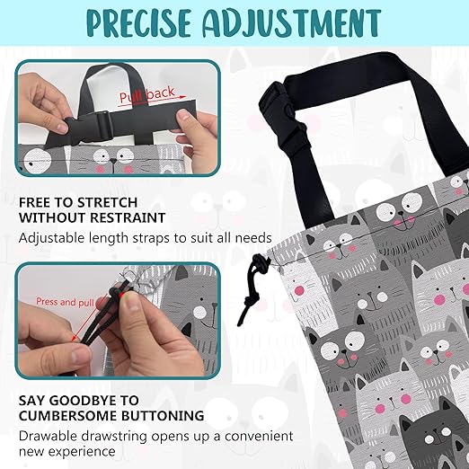KXWQTRDD Car Garbage Bag Cute Grey Cats Drawstring Car Trash Bag Hanging for Back Seat with Adjustable Buckle Canvas Vehicle Trash Can Easy-to-Install