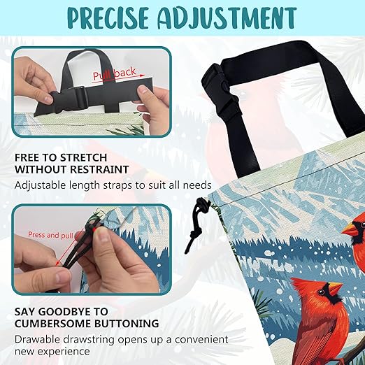 KXWQTRDD Red Cardinals Pine Branch Car Garbage Bag Snowy Mountain Hanging Canvas Car Trash Bag Drawstring Car Back Seat Organizer for Car Back Front Seat Console with Adjustable Buckle