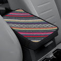 Bohemian Universal Armrest Cover Pad, Car Center Console Cushion, Boho Ethnic Style Auto Armrest Decorative Pad with Elastic Straps, Car Arm Rest Cover Protector for Vehicles (Armrest Cover-D)