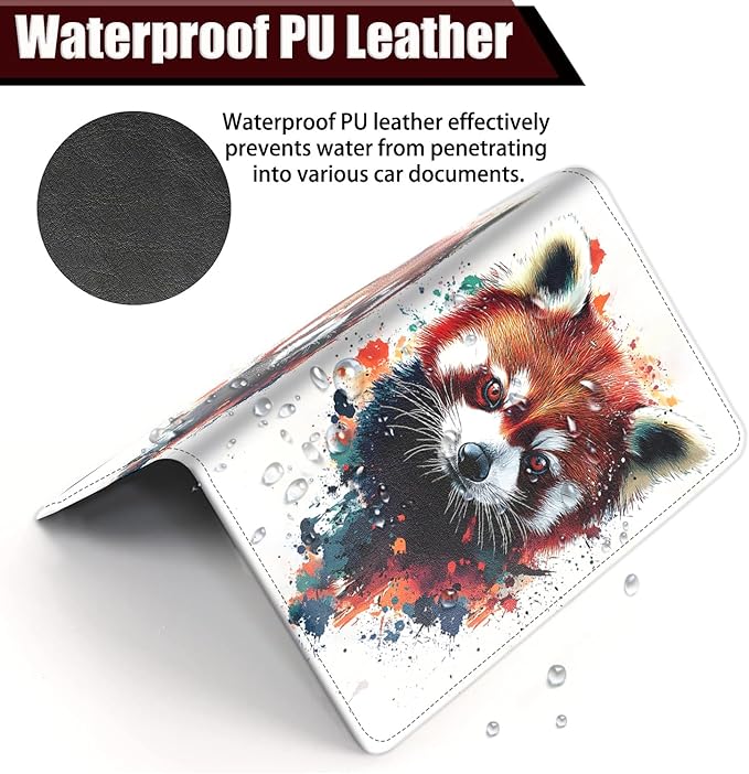 Car Document Holder with Magnetic Shut, Car Registration and Insurance Card Holder, Vehicle Glove Box Organizer Documents, Driver License, Auto Paperwork Organizer Wallet, Colorful Raccoon Portrait