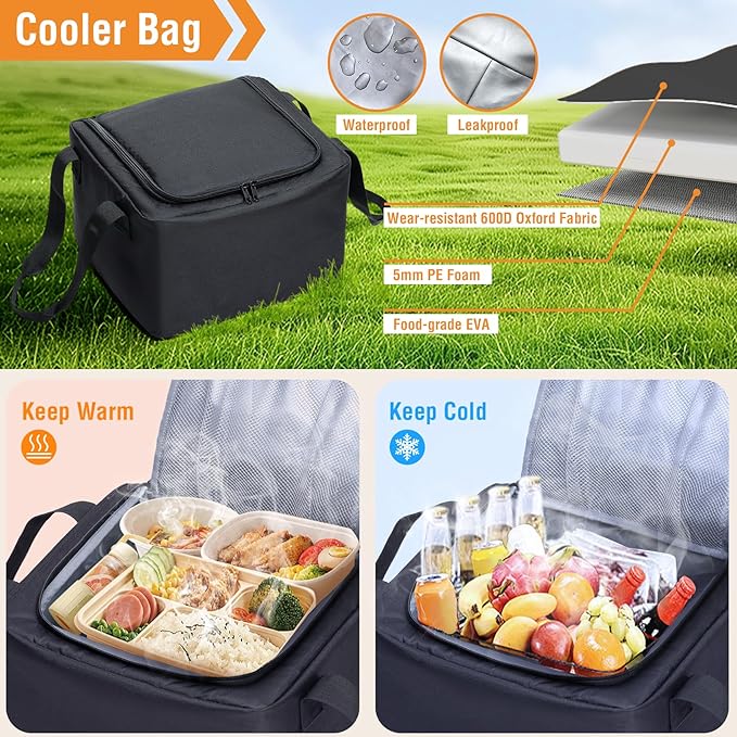 Rifachua Car Front Trunk Organizer with Cooler Bag Compatible with Tesla Model Y Model 3 2020-2026, Foldable Grocery Frunk Storage Bag Collapsible for Car SUV with Multi Compartment