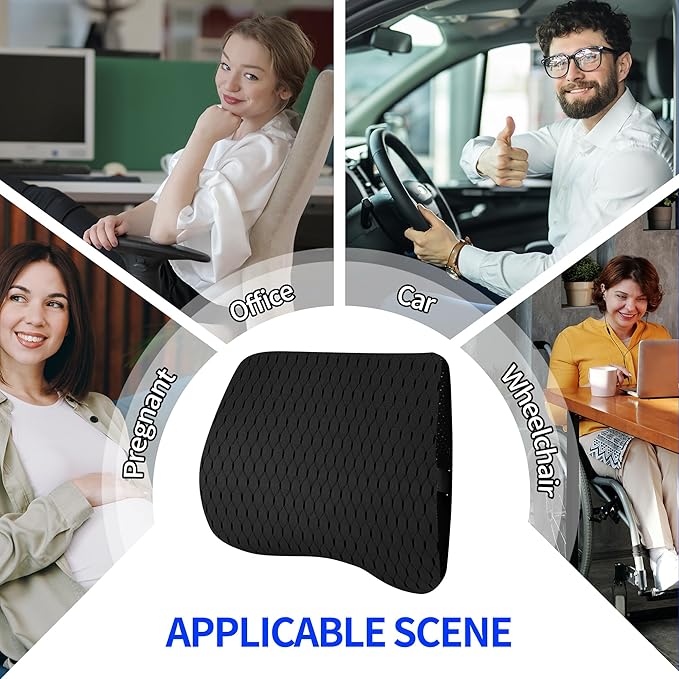 Lumbar Support Pillow for Car, Lower Back Support for Driving Seat Memory Foam Lumbar Pillow for Office Chair - Back Pain Relief for Car Seat, Wheelchair (4D Mesh Black)