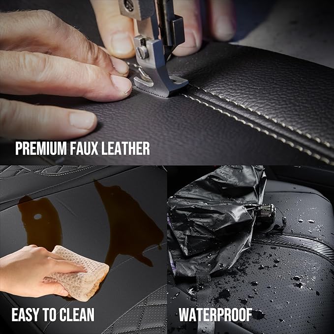 Super Cover® for Toyota Tacoma Seat Covers (Double Cab Only): 2024 2025 2026 (Gas Only) Full Leather Coverage for Tacoma 4th Pickup Truck Accessories, Full Set Waterproof Seat Protector, Black
