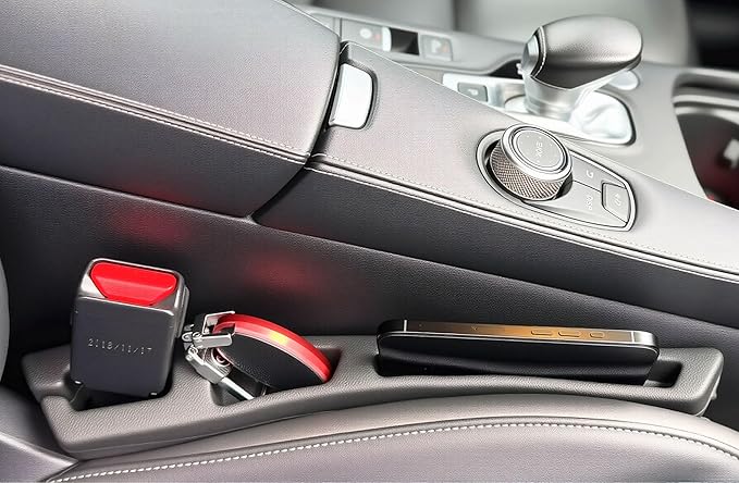 2PCS Car Seat Gap Filler, Crevice Blocker Stopper Between Vehicle Seat Console, Storages Phone Key Avoids Things Falling,Universal Fit Soft Foam Car Seat Gap Plug to Fill