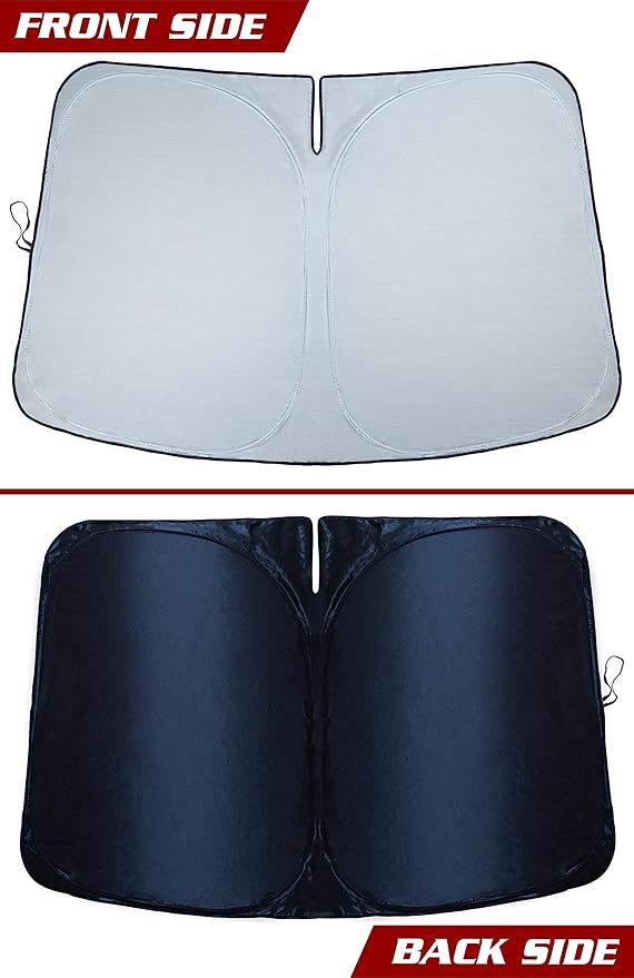 Magnelex Tesla Windshield Sun Shade for Model S 2012-2026 - Reflective Polyester Blocks Heat & Sun, Foldable Car Window Sun Blocker, Mirror Cut-Out, Fade-Resistant Sunshade, Tesla S Accessories