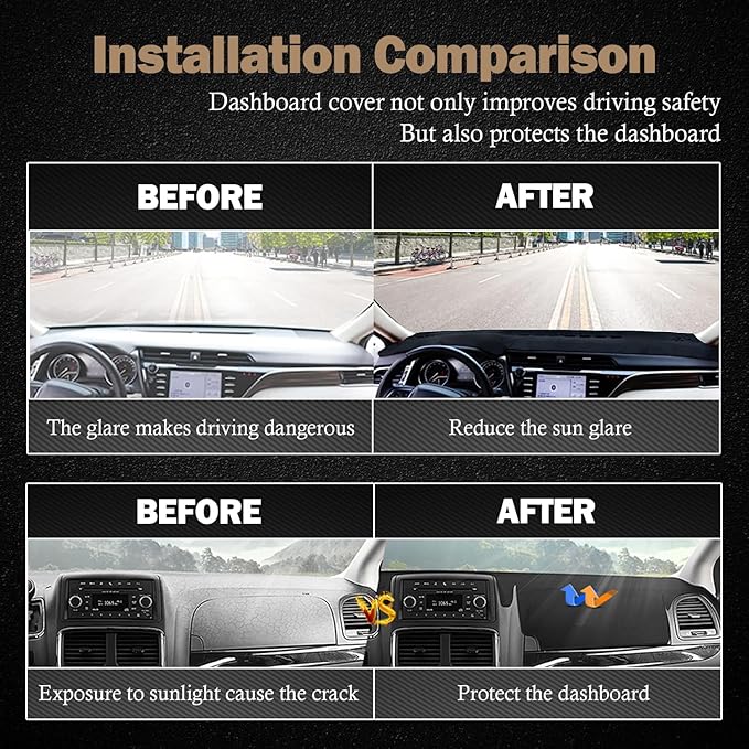 KEYOOG Dashboard Cover Dash Mat Fit for to-yota Camry 2024-2018 (Without HUD Models),Car Dash Board Mat Anti-Glare Carpet,Non-Slip Pad Sunshield Protector (Flannel)