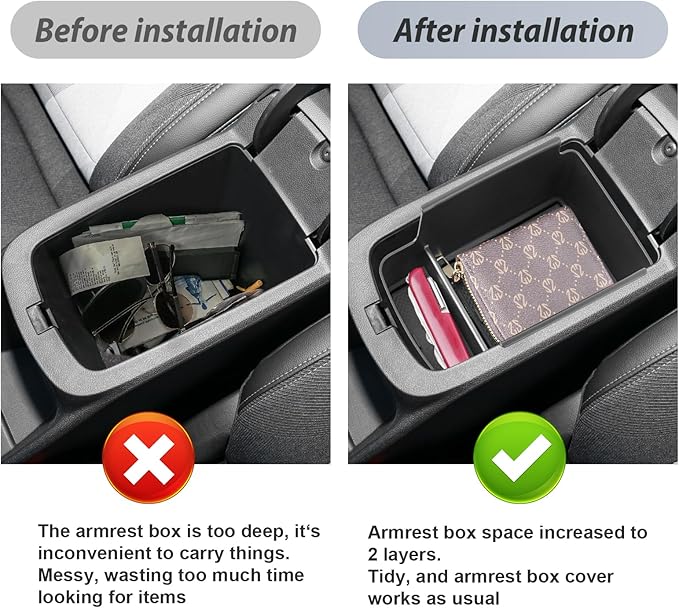 SKTU for 2024 2025 2026 Chevrolet Trax Center Console Organizer 2024-2026 Chevy Trax Insert ABS Materials Tray Armrest Storage Box 2024 2025 2026 Chevy Trax Accessories with Sunglasses Holder (Black)