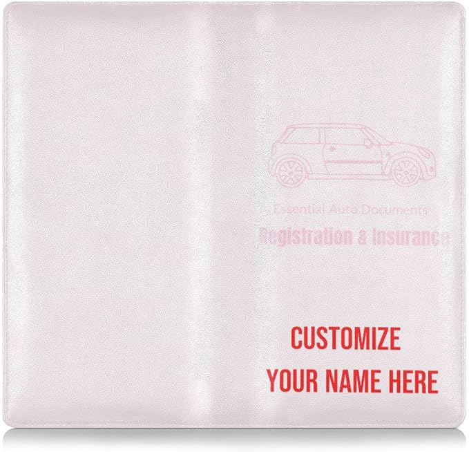 Caihoyu Custom Car Registration and Insurance Card Holder Personalized Leather Glove Box Organize Men Women Wallet Accessories Case for Cards, Essential Document Driver License Blush Pink