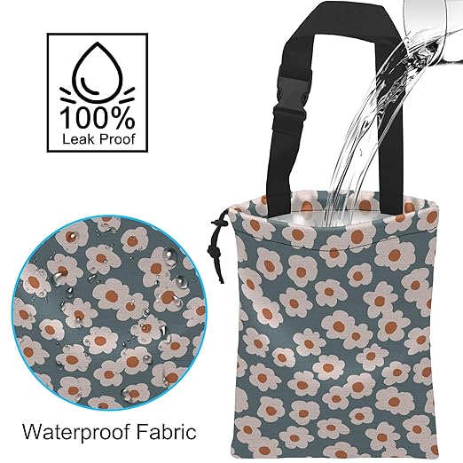 ghatobty Car Trash Bag Hanging White Daisy Car Trash Can Waterproof Garbage Bag Hanging for Car Back Seat