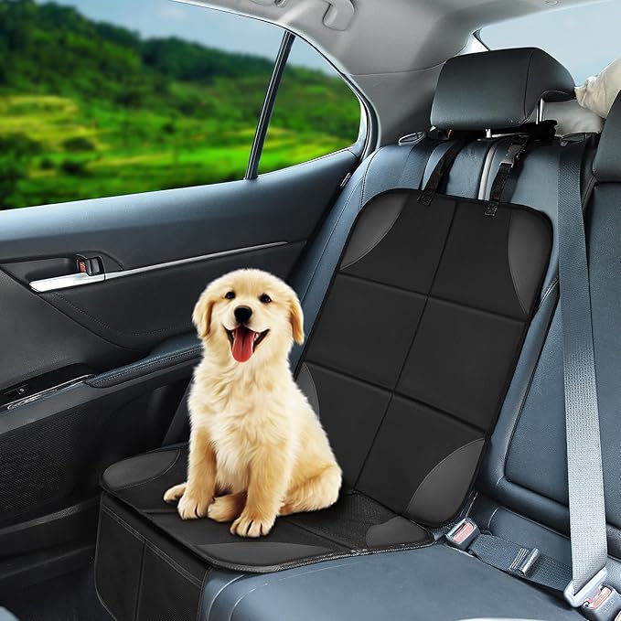 Musclez Car Seat Protectors, Car Seat Covers Waterproof 600D Fabric, Non-Slip Backing & 2 Mesh Pockets Carseat Protector for Baby Child Safety Seats, Pets, Automotive Interior Protection, Pack of 2