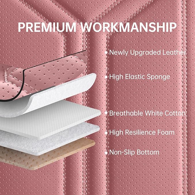SCDOOCA Car Seat Covers Full Set Pink and Black, Premium Leather Seat Covers, Waterproof and Breathable Seat Covers, Universal Car Seat Protector Fit for Cars, Trucks, SUVs(Full Set)
