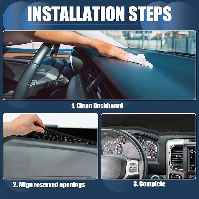 Dash Cover, Center Console Non-Slip Dashboard Carpet Mat for Dodge Grand Caravan 2011-2020 Polyester Black,1Pc
