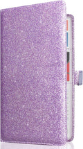Caweet Car Registration and Insurance Holder Vehicle Glove Box Organizer Leather Car Document Holder for Driver's License, ID, Key Information Cards with Magnetic Closure, Glitter Purple