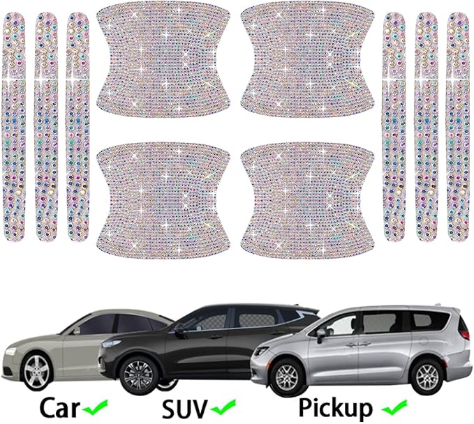 BetterJonny Crystal Car Scratch Protector, Rhinestone Bling Scratch Protectors (Colorful)