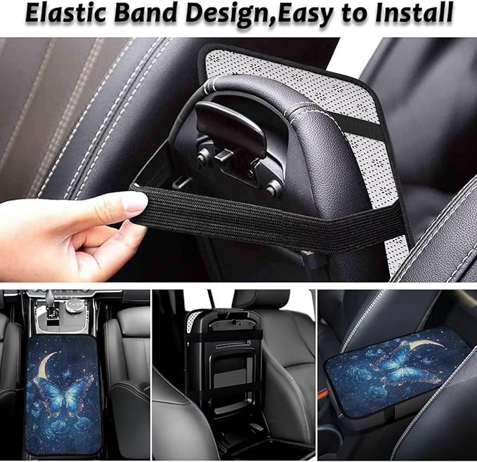Bulopur Butterfly Rose Auto Console Armrest Cover Flannel Arm Rest Car Comfortable Armrest Console Cover Easy to Install Fashion Auto Interior Universal Fit Most Cars Women Men