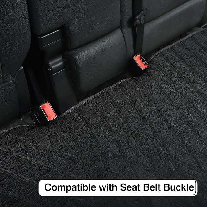 Universal Black Faux Linen Rear Car Seat Cover Size M - Bench Seats Protector for Most Vehicles Cars Truck SUV - Bottom Auto Seat Cushion Pad Mat with Anti Slip Back