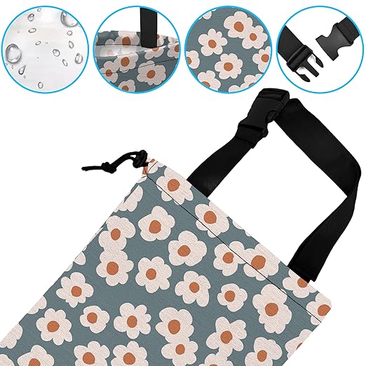 ghatobty Car Trash Bag Hanging White Daisy Car Trash Can Waterproof Garbage Bag Hanging for Car Back Seat