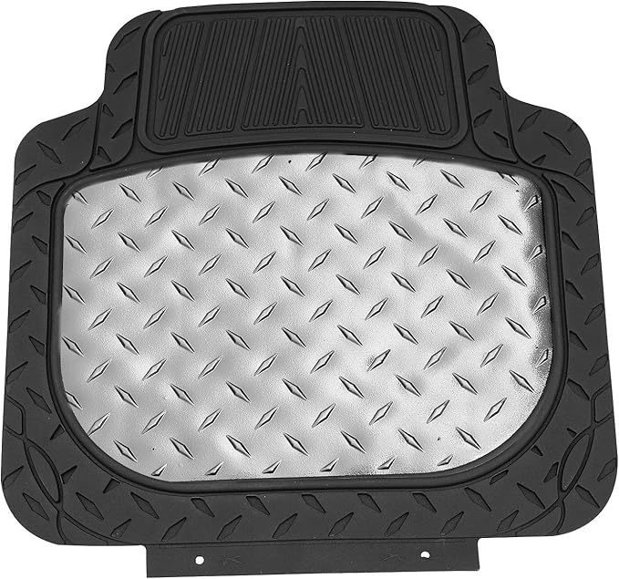 FH Group Automotive Floor Mats - Heavy-Duty Metallic Rubber Floor Mats for Cars, Universal Fit Full Set, Climaproof Floor Mats, Trimmable Floor Mats for Most Sedan, SUV, Truck Floor Mats Silver