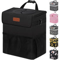 Vankor 3 Gallons Car Trash Can with Lid, Bag Bin Hanging Waterproof Automotive Car Garbage Cans Leak Proof Vehicle Trash Can Black
