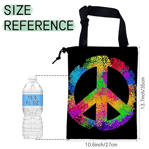 NHNXHWIA Love and Peace Car Garbage Bag,Waterproof Small Car Trash Bag Hanging Back of Seat,Drawstring Hanging Car Trash Bag with Adjustable Buckle for Car Accessories