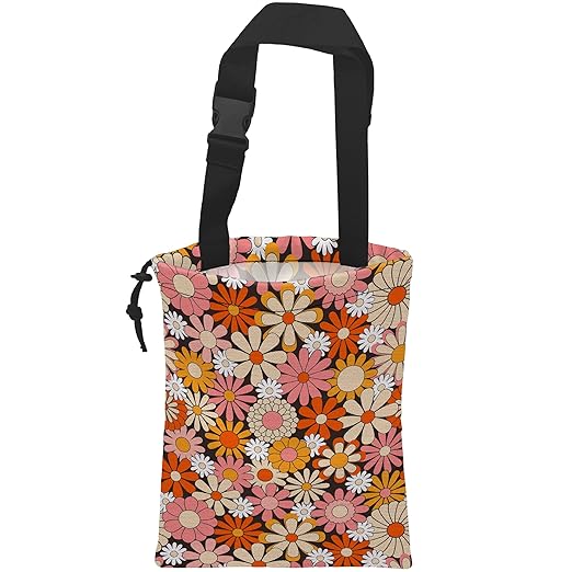 ghatobty Car Trash Bag Vintage Groovy Flowers Car Garbage Bag Hanging Car Trash Can