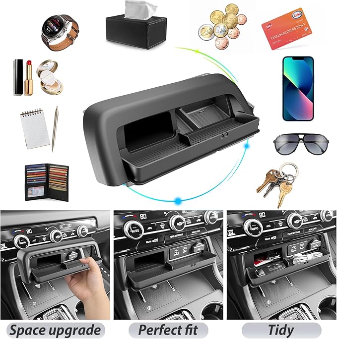 SKTU for 2026 Honda Passport Center Console Organizer 2026+ Passport Expansion Storage Box Honda Passport 2026 Accessories Durable ABS Expansion Console Tray