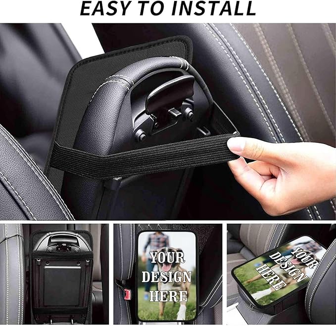 Custom Car Armrest Cushion Personalized Auto Center Console Pad Cover Add Your Photo Text Logo, Customized Car handrail Box Cushion for Most Vehicles Trucks Suvs 12.6×7.5 Inchs