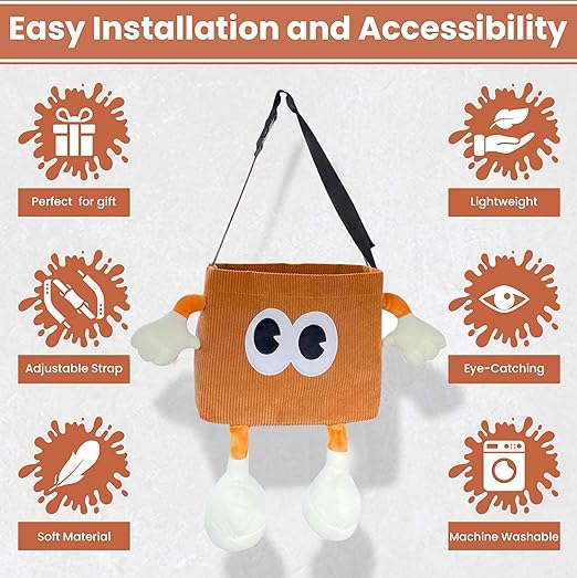 Hello Bro 2-in-1 Car Trash Can with Tissue Holder, Plush Design, Back Seat Organizer (Brown)