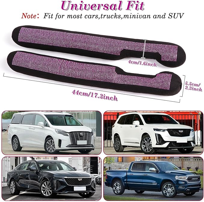 ToBeQueen Bling Pink Car Sear Gap Filler 2 Pack Universal Fit for Car SUV Truck, Handmade Crystal Rhinestone Diamond Car Seat Gap Plug Filler Pink Bling Car Accessories for Women(Pink)