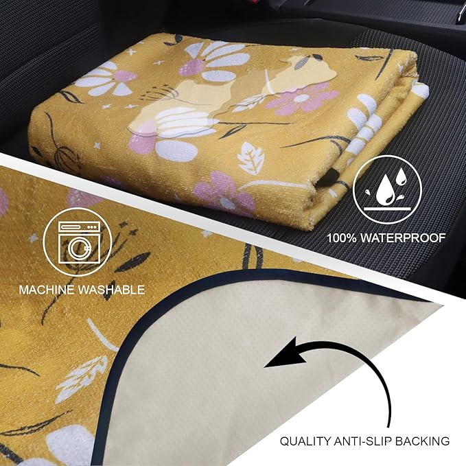 nbnhxnff Sweat Towel Car Seat Cover Protector Rear Seats for Gym Workout,Running,Swimming,Beach and Hiking,Waterproof Universal Seat Cover for Car,Trucks,Van&SUV(Yellow Chamomile, 1pcs Rear Seat)