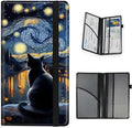 Tudguiloae Car Registration and Insurance Card Holder, Trunk Document Holder Organizer, Essential Vehicle Glove Box Organizer PU Leather Wallet for Driver,Starry Night Black Cat