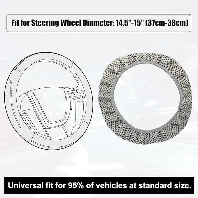 X AUTOHAUX Steering Wheel Cover Universal Elastic Stretch Antislip Breathable Microfiber Ice Silk Interior Trim Wheel Protector for Car Truck SUV Gray
