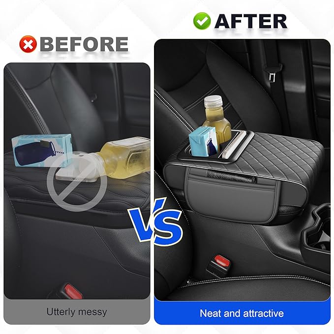 Center Console Cover Leather Armrest Cover Fit for Nissan Sentra 2020-2025 Middle Console Cushion with Storage Box&Cup Holder & Phone Slot(Gray)