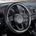 SEG Direct Car Steering Wheel Cover Universal Standard-Size 14 1/2"-15" Leather with Carbon Fiber Pattern Black